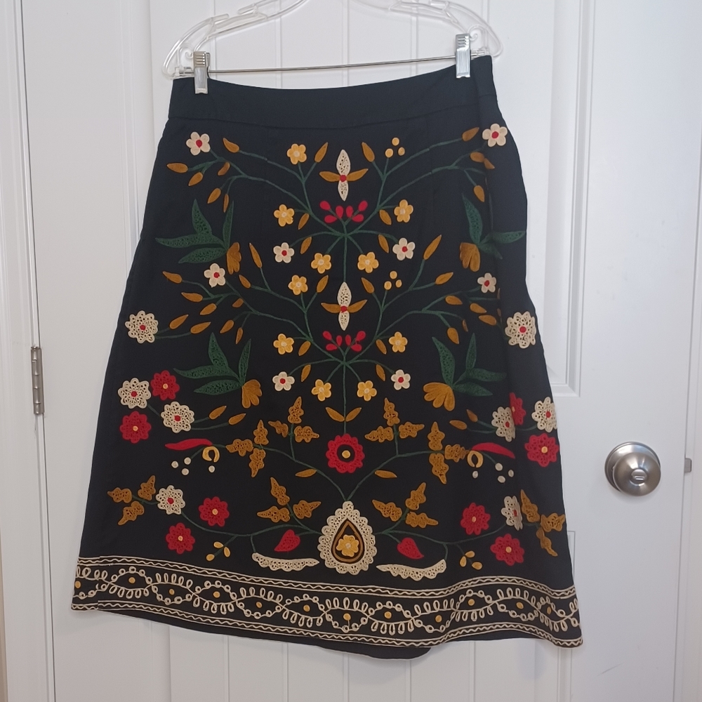 Eshakti Custom Wayward Fancies Floral Embroidered Embellished A-line Skirt - Picture 4 of 11